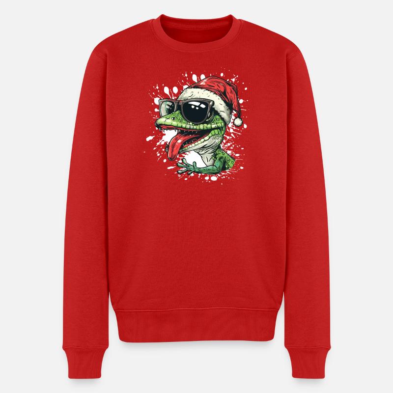 Lézard Noël Drôle Gecko - Pull Premium bio Homme - rouge