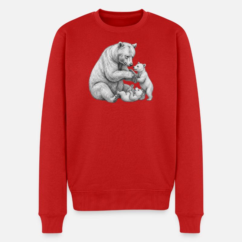 Bärin und ihre Jungen - Männer Premium Bio Pullover - Rot