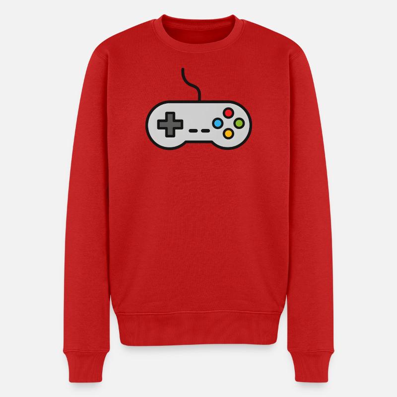 Retro Control Silhouette Gamer Spielkonsole - Männer Premium Bio Pullover - Rot