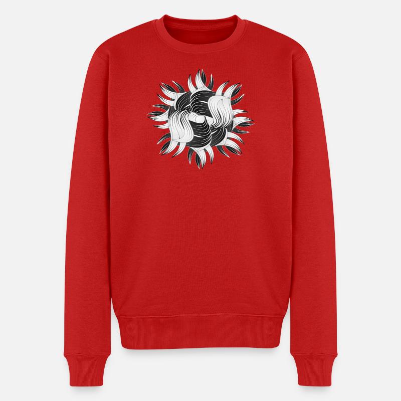 Abstrakte Formen – Dynamisches Schwarz-Weiß Design - Männer Premium Bio Pullover - Rot