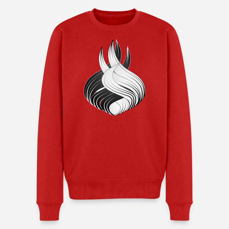 Abstrakte Formen – Dynamisches Schwarz-Weiß Design - Männer Premium Bio Pullover - Rot