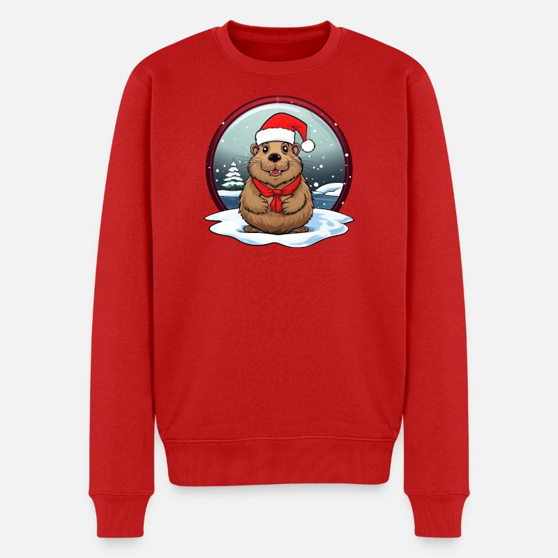 Biber Weihnachten - Männer Premium Bio Pullover - Rot