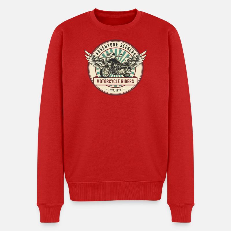 Abenteuer Motorradfahrer Motorrad - Männer Premium Bio Pullover - Rot