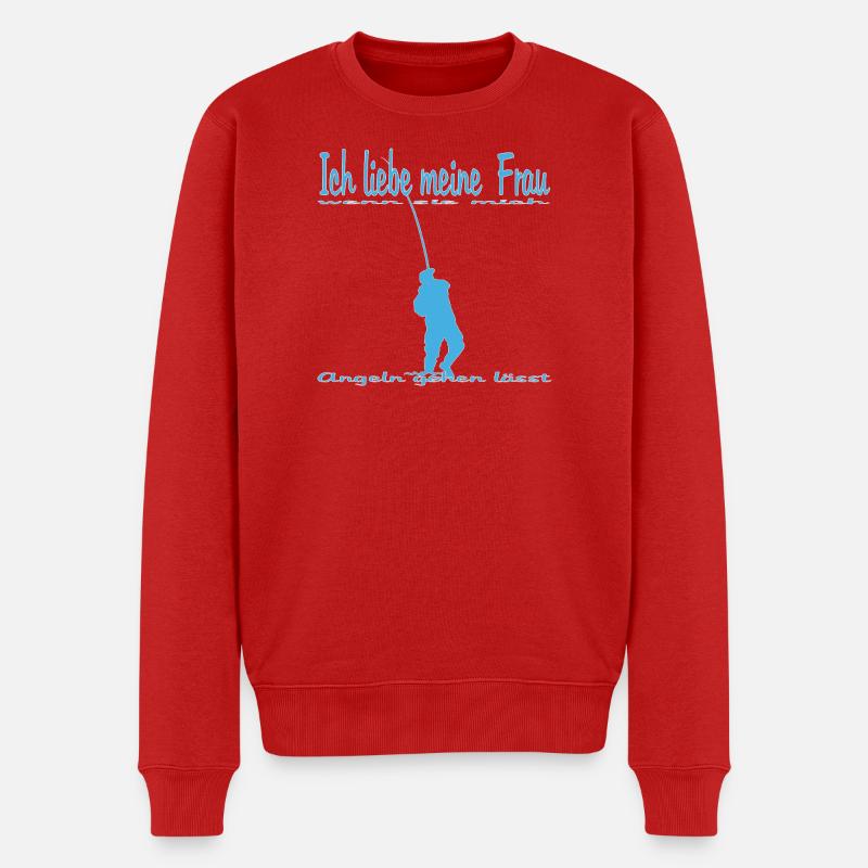 Motif de pêcheur avec dicton - Pull Premium bio Homme - rouge