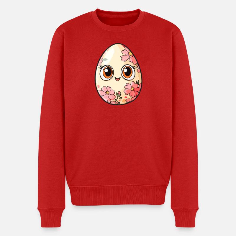 Kawaii Osterei mit Blumen - Männer Premium Bio Pullover - Rot