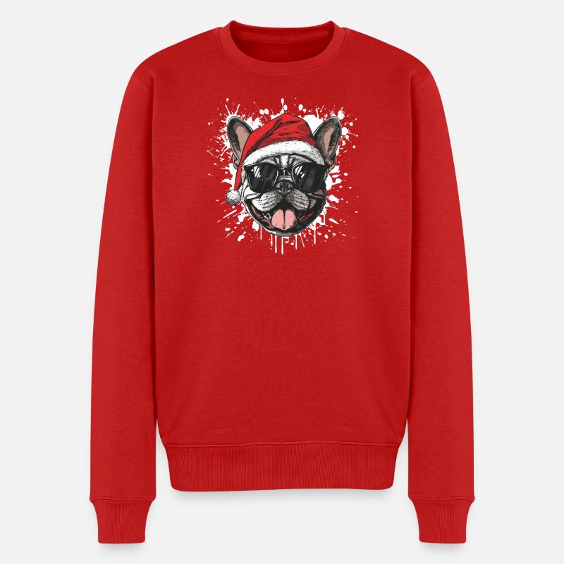 Buldog Français Chien Noël Drôle - Pull Premium bio Homme - rouge