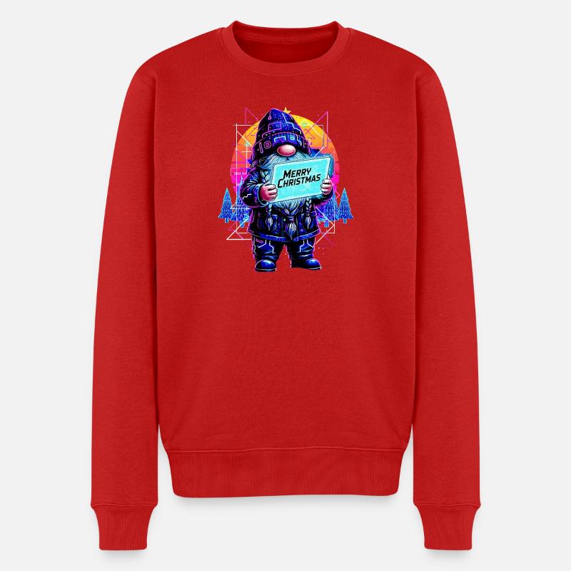 Merry Christmas - Synthwave Gnom 80s - Männer Premium Bio Pullover - Rot