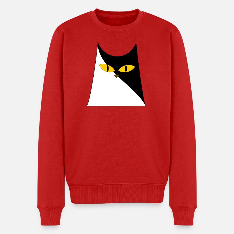 Katze mit gelben Augen - Männer Premium Bio Pullover - Rot