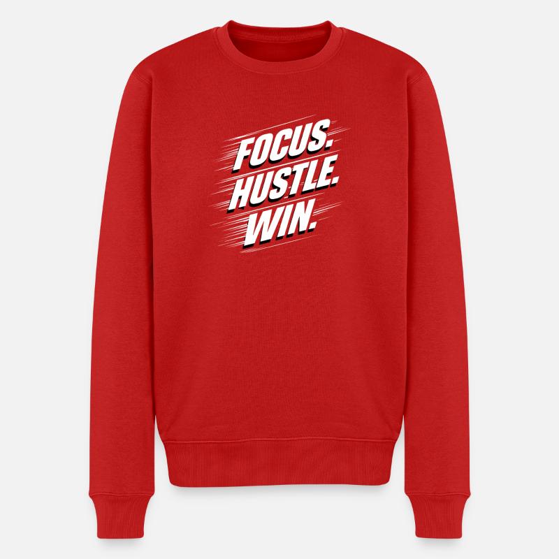 Focus Hustle Win-Grafik - Männer Premium Bio Pullover - Rot