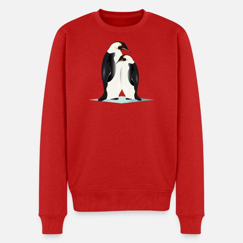Deux pingouins élégamment dessinés - Pull Premium bio Homme - rouge