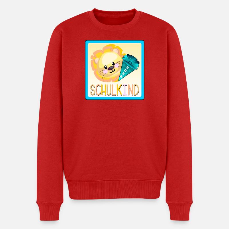 ÉCOLIER 2026 Cône d’école Lion - Pull Premium bio Homme - rouge