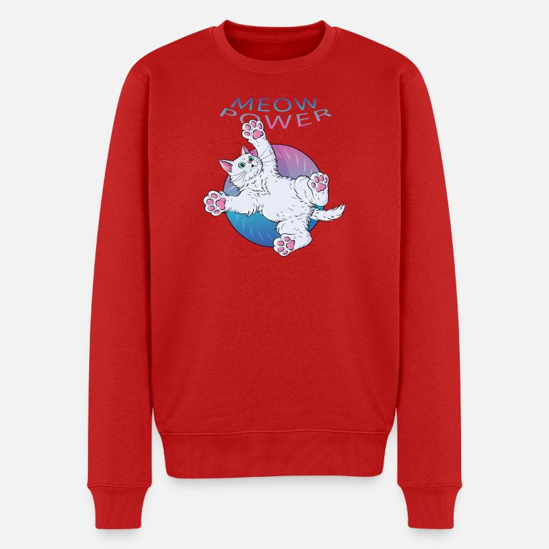 Miaou Power Chat Avec Texte Néon - Pull Premium bio Homme - rouge