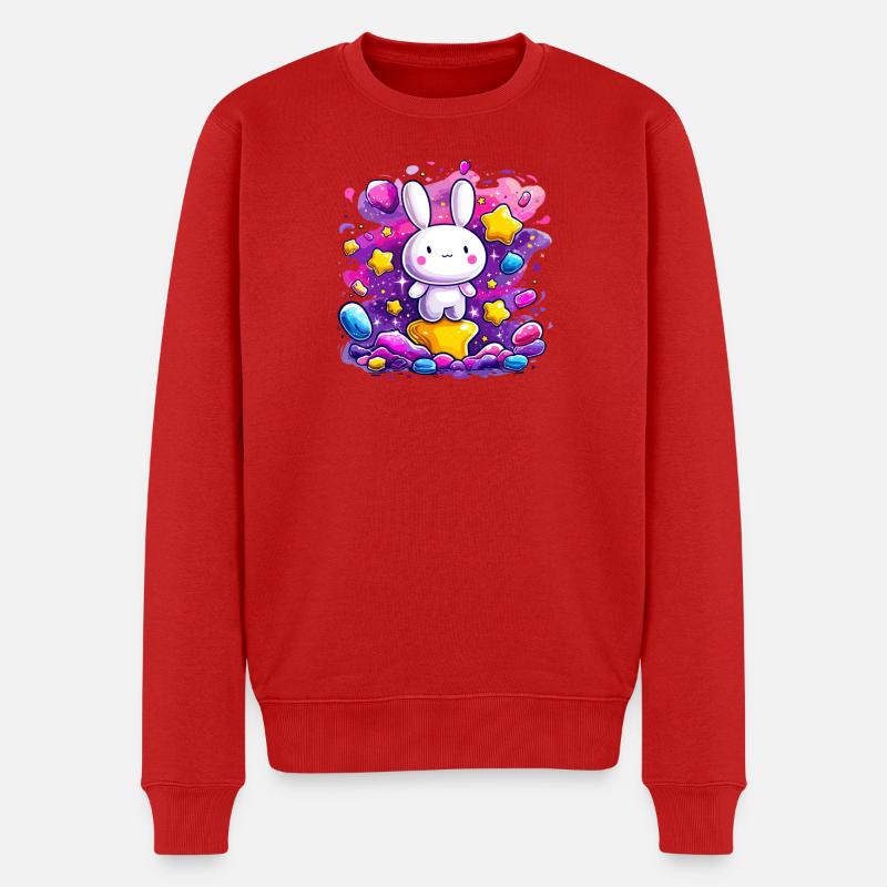 Kuscheliger Häschen im Sternenglanz - Männer Premium Bio Pullover - Rot
