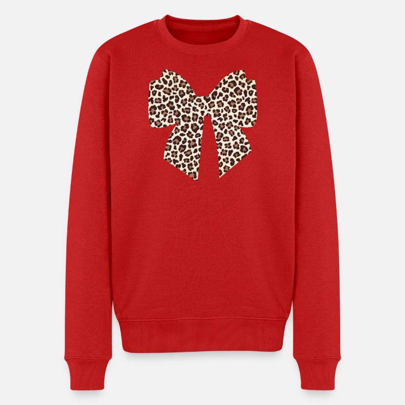 Leopard bow gift idea - Men's Premium Organic Jumper - red