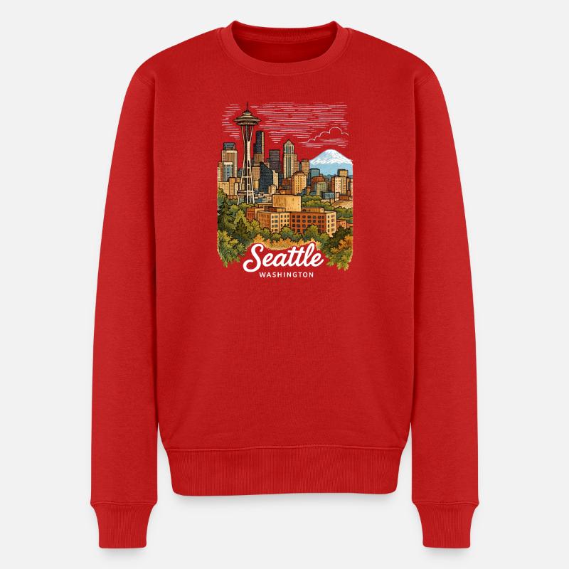 Seattle Washington - Männer Premium Bio Pullover - Rot