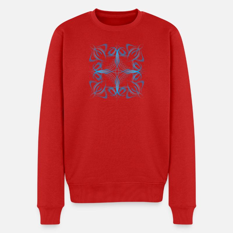 Zartes dynamisches blaues Linienmuster - Männer Premium Bio Pullover - Rot
