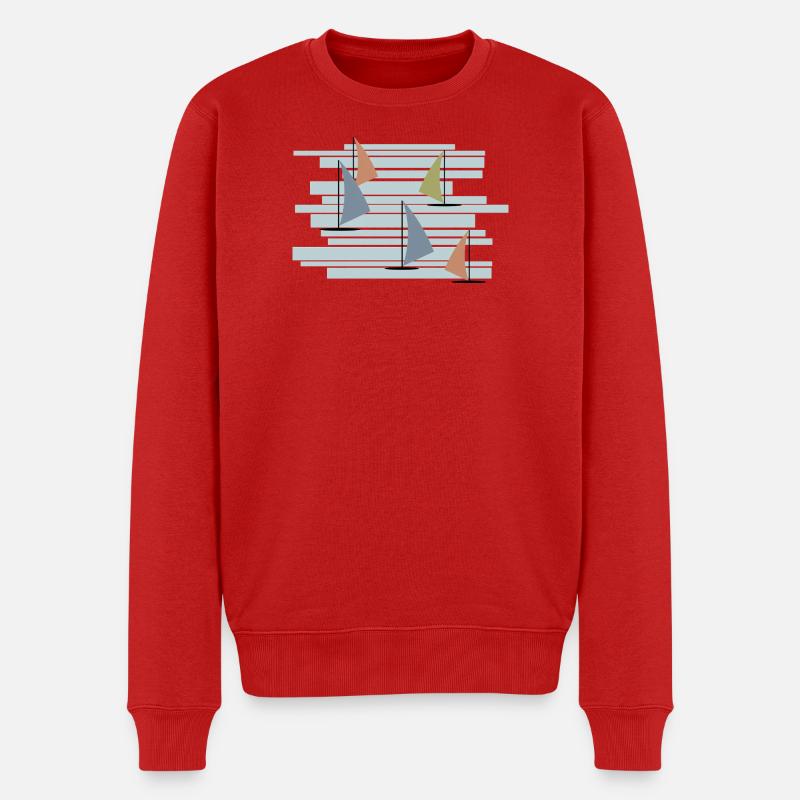Abstrakte Windsurfer - Männer Premium Bio Pullover - Rot