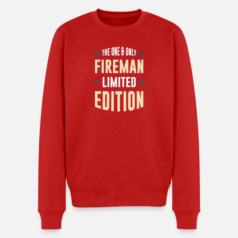 Einziger Feuerwehrheld Limited Edition - Männer Premium Bio Pullover - Rot