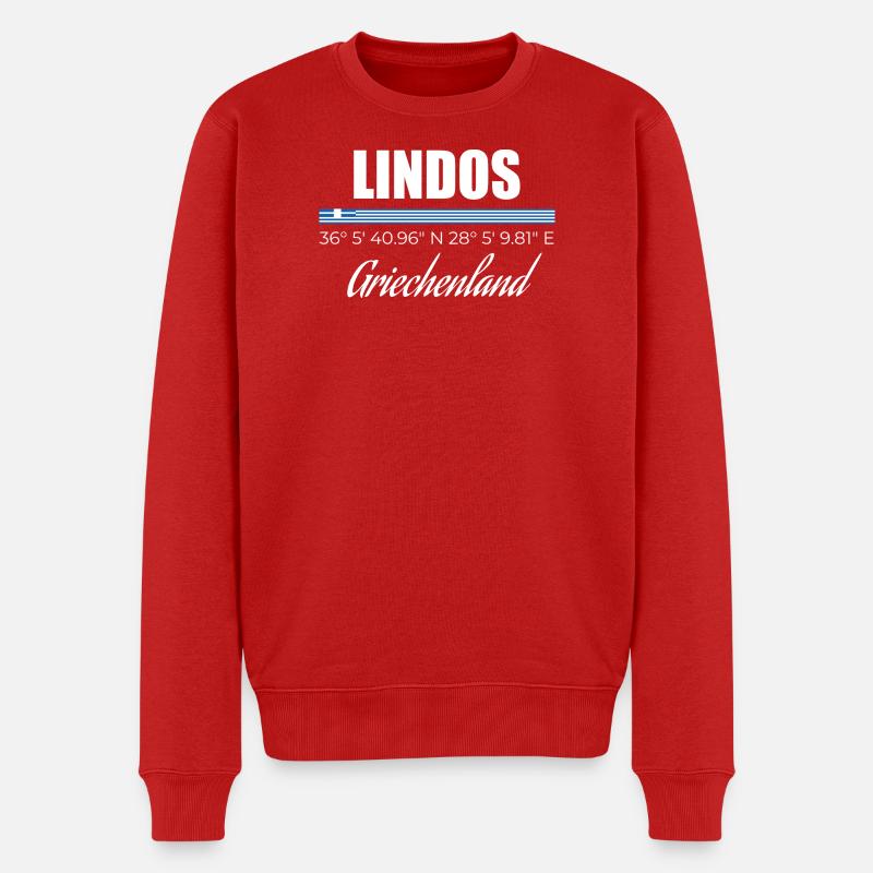 Lindos - Männer Premium Bio Pullover - Rot