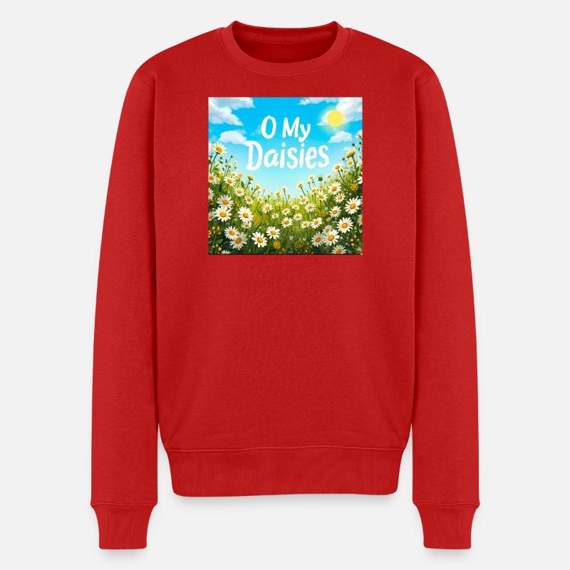 O Meine Gänseblümchen Field Print - Männer Premium Bio Pullover - Rot