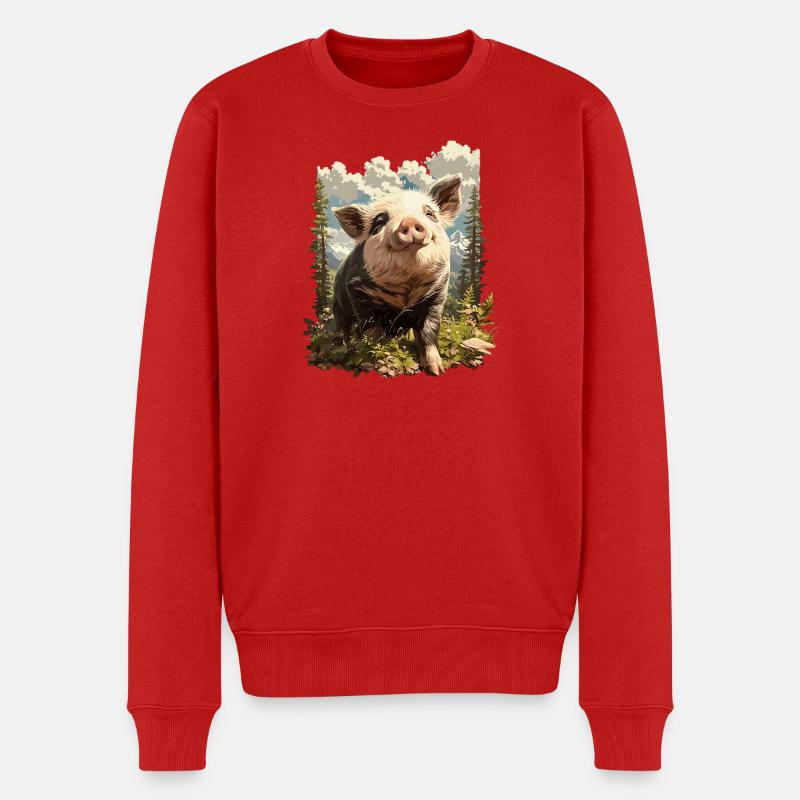 Schweine Schwein - Männer Premium Bio Pullover - Rot