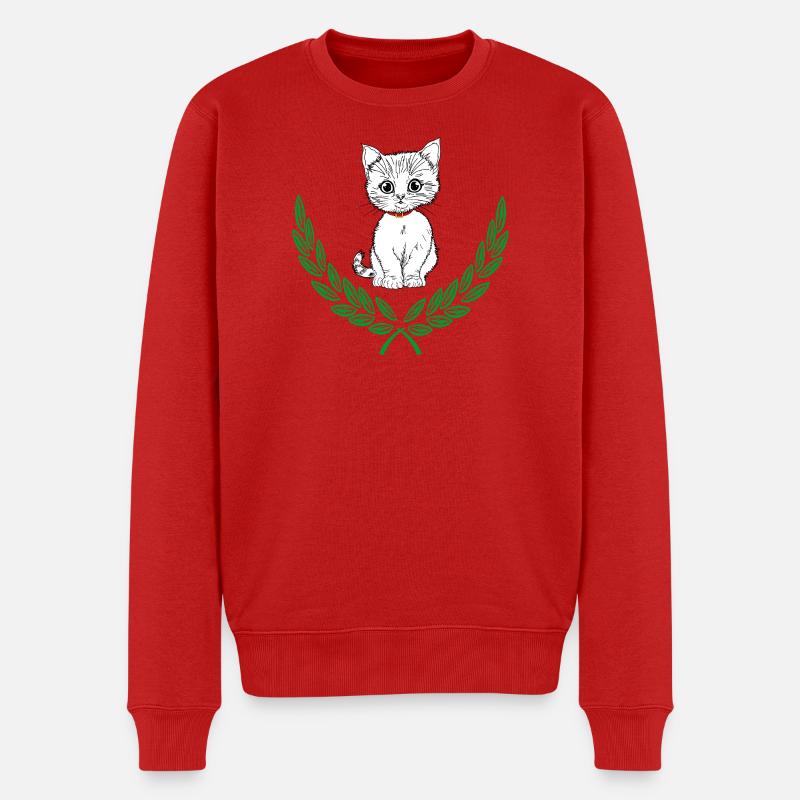 Weiß im Lorbeerkranz - Männer Premium Bio Pullover - Rot