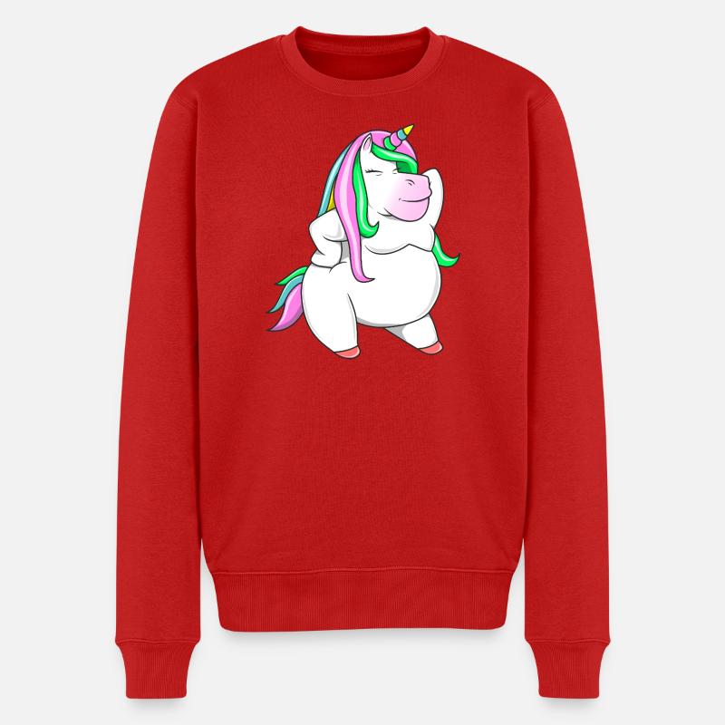 Fettbolzen-Einhorn-Regenbogen-Pummel-Einhorn-Stolz - Männer Premium Bio Pullover - Rot