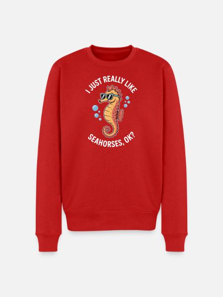 Seepferdchen Spruch Lustiges Seepferdchen Geschenk - Männer Premium Bio Pullover - Rot