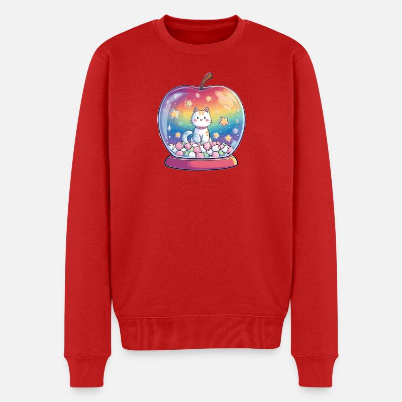 Katzenball Regenbogen - Männer Premium Bio Pullover - Rot