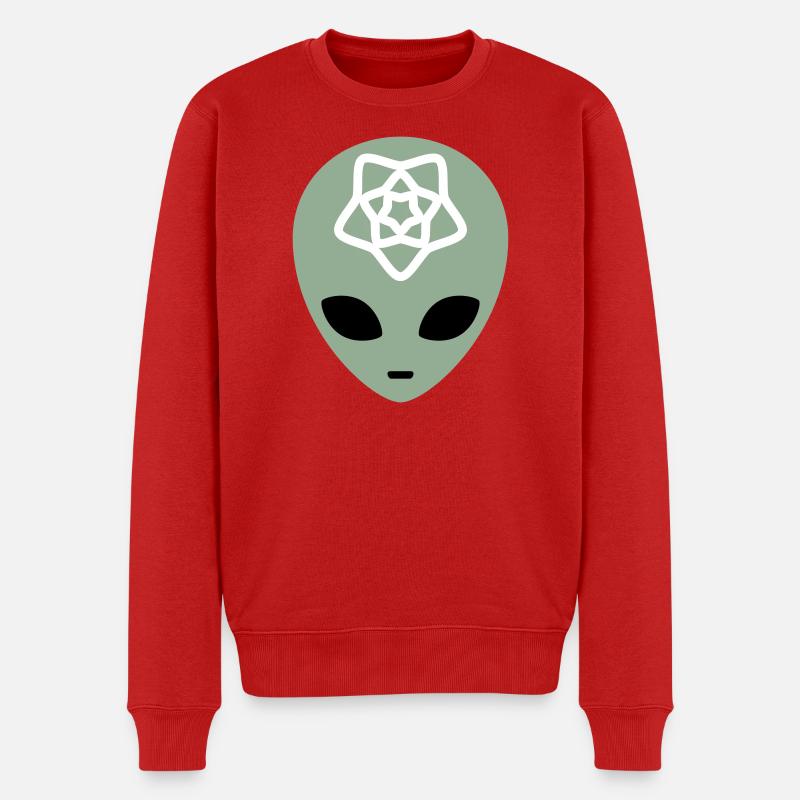 Geometrische, außerirdische Gedankenlandschaft - Männer Premium Bio Pullover - Rot