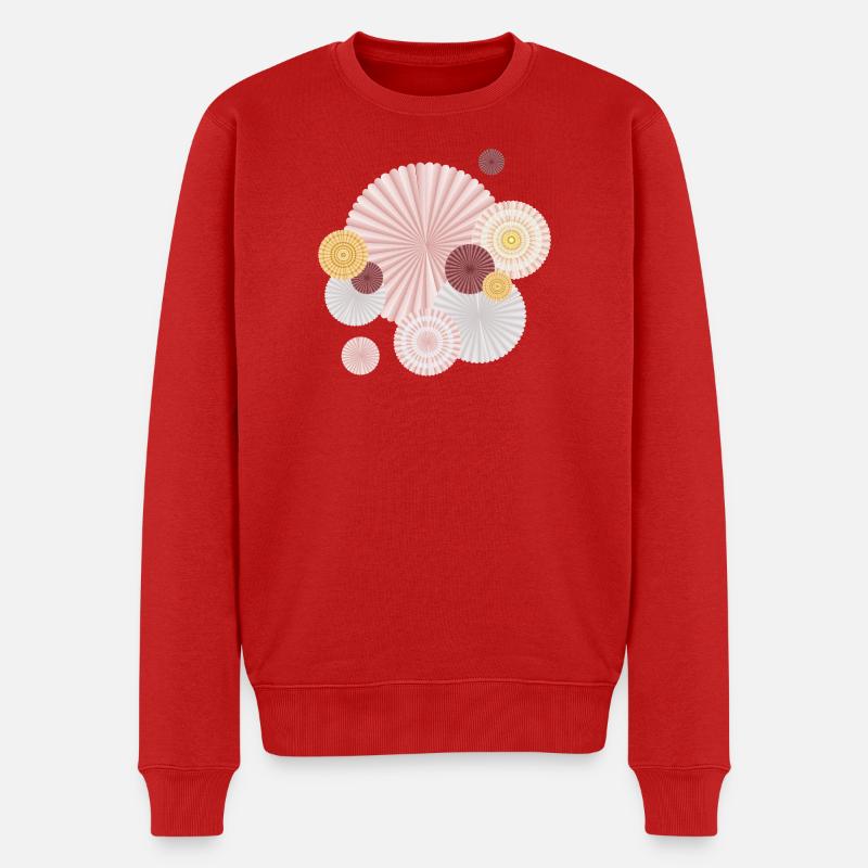Pastell-Rosetten – dekorative Papierfächer - Männer Premium Bio Pullover - Rot