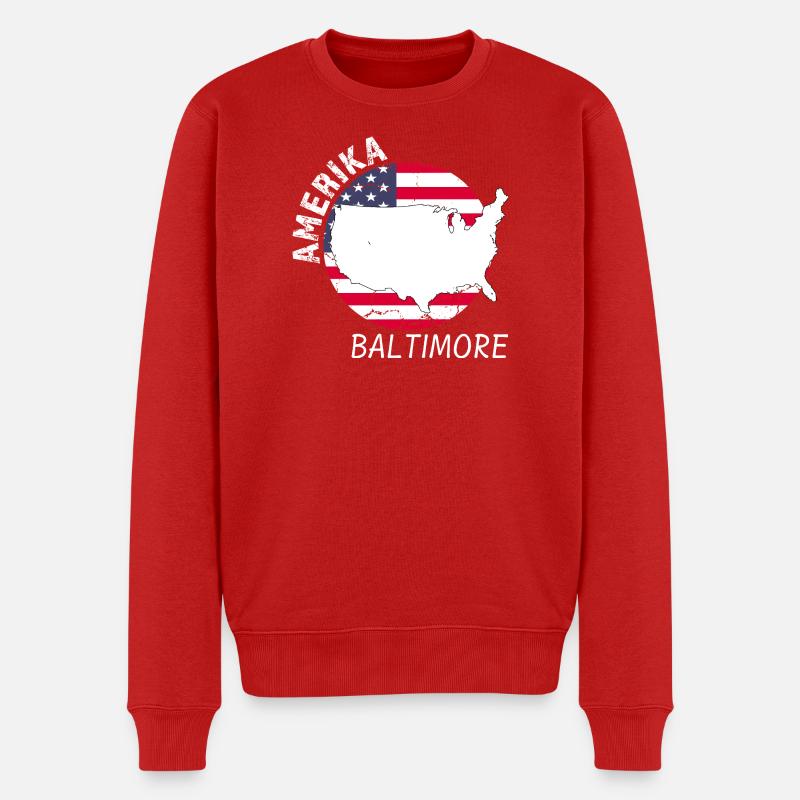 Baltimore - Pull Premium bio Homme - rouge