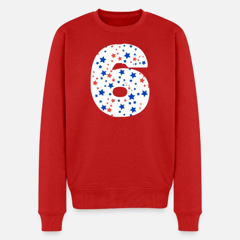 Nummer 6  - Männer Premium Bio Pullover - Rot