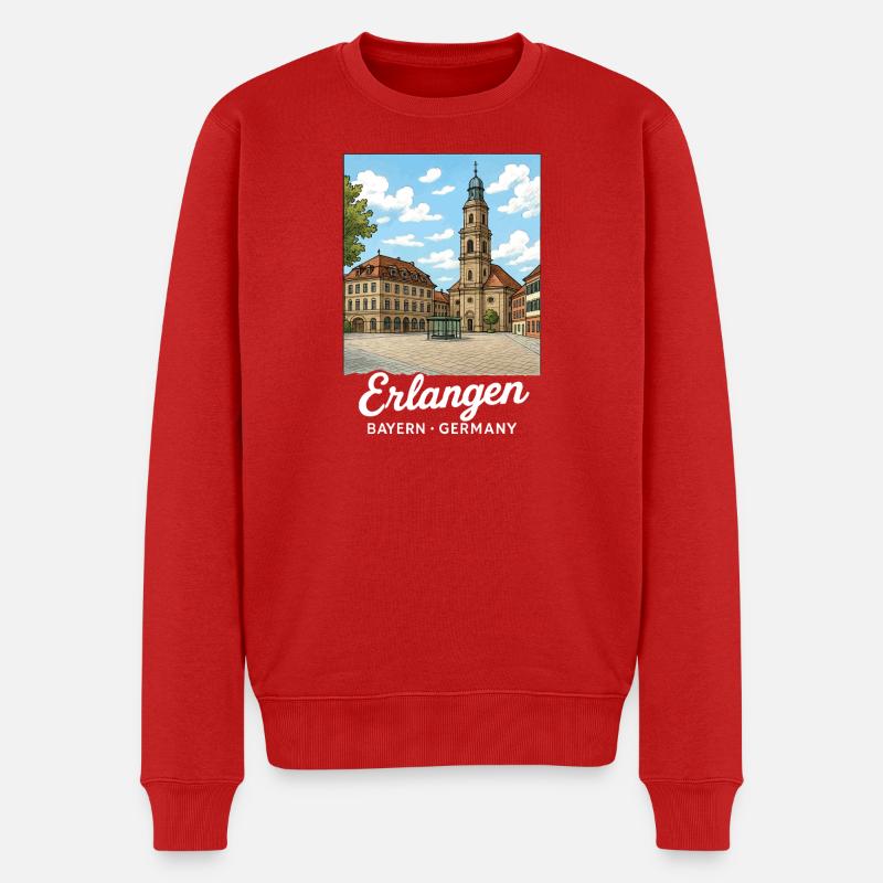 Erlangen - Männer Premium Bio Pullover - Rot