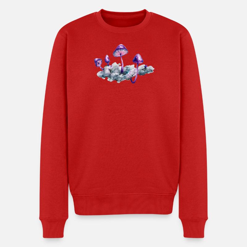 Lila Pilzwolke - Männer Premium Bio Pullover - Rot