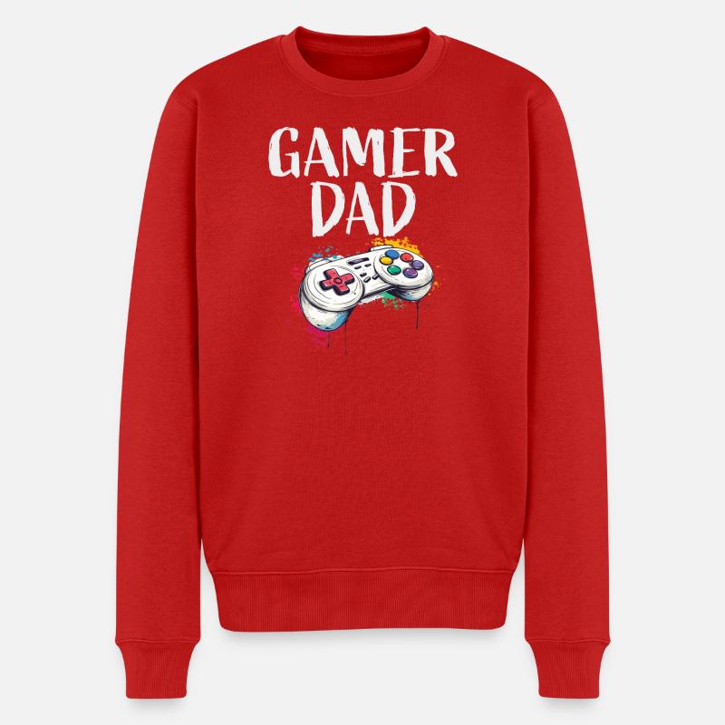 Gamer Dad Controller Kunst - Männer Premium Bio Pullover - Rot