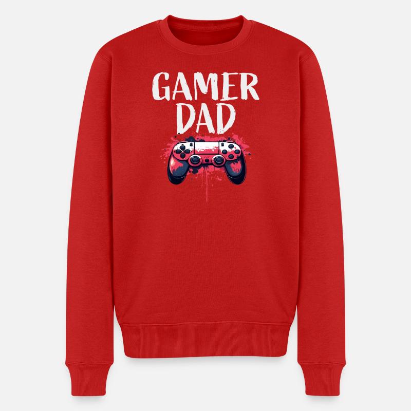 Gamer Dad Controller Kunst - Männer Premium Bio Pullover - Rot
