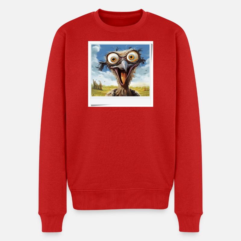 Oiseau rieur aux grands yeux - Pull Premium bio Homme - rouge