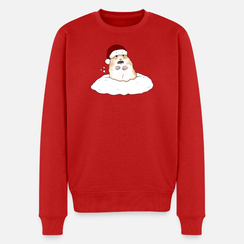 Weihnachtshamster im Schnee - Männer Premium Bio Pullover - Rot