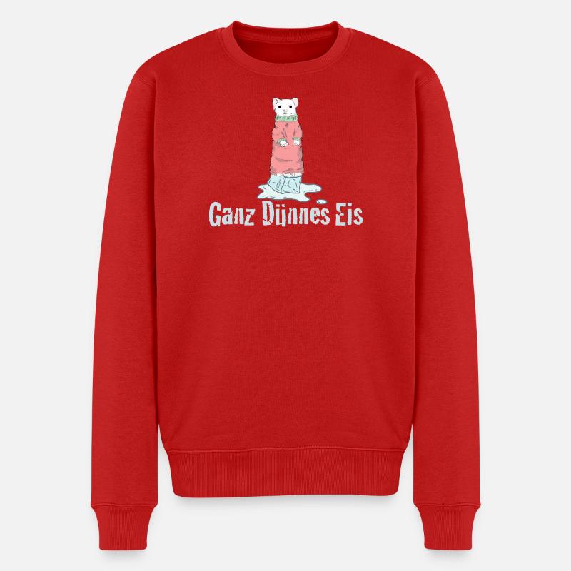 Ganz Dünnes Eis Deutscher Humor - Männer Premium Bio Pullover - Rot