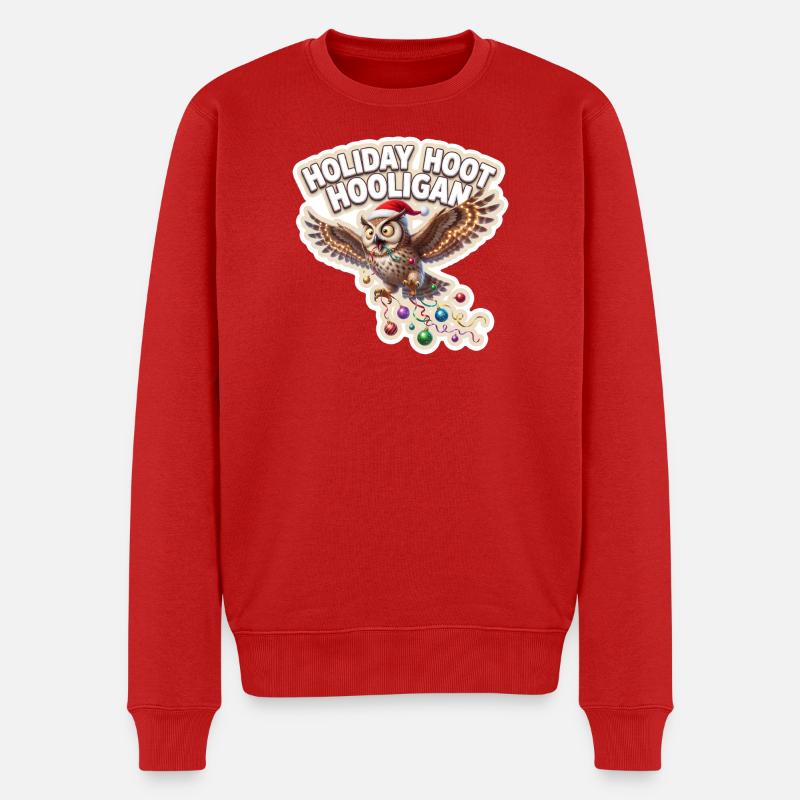 WeihnachtlicheEulenfeier - Männer Premium Bio Pullover - Rot