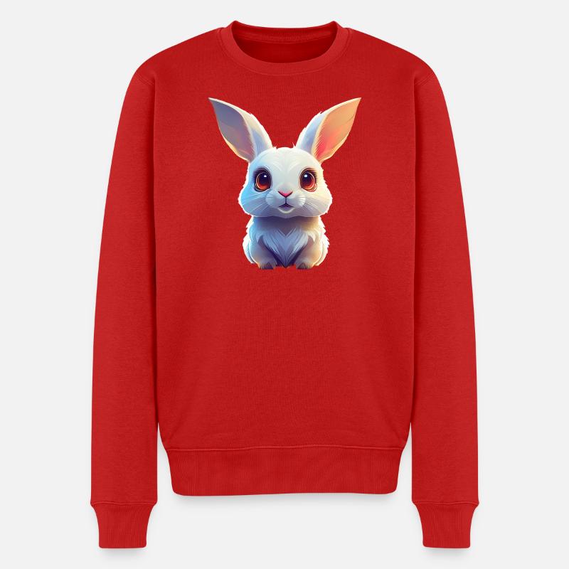 Weißer Kuschel-Hase - Männer Premium Bio Pullover - Rot