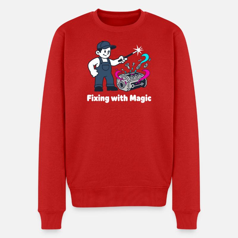 Magische Schrauberzauber - Männer Premium Bio Pullover - Rot