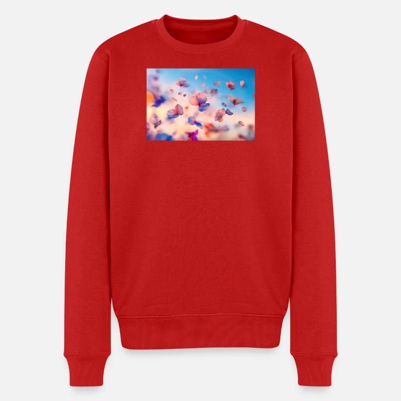 Des fleurs fluides en pastel - Pull Premium bio Homme - rouge