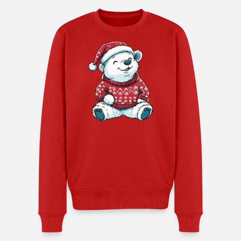 Eisbär Weihnachten Xmas - Männer Premium Bio Pullover - Rot