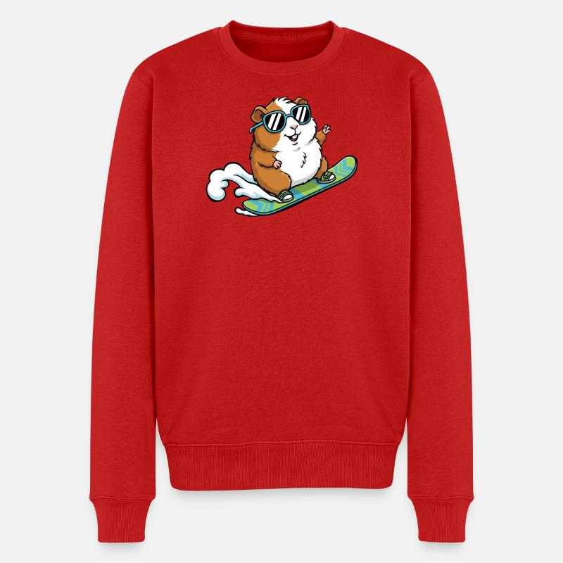 Snowboard Meerschweinchen Mit Sonnenbrille - Männer Premium Bio Pullover - Rot