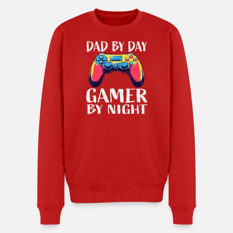 Vater Gamer Nacht Controller - Männer Premium Bio Pullover - Rot