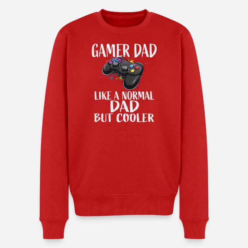 Gamer-Papa: Cooler als Normal - Männer Premium Bio Pullover - Rot