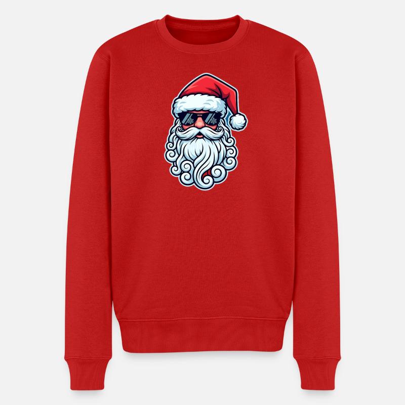 Cooler Santa mit Sonnenbrille - Männer Premium Bio Pullover - Rot