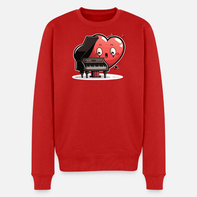 Herzklang am Pianoforte - Männer Premium Bio Pullover - Rot